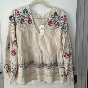 New with tags Anthropologie Ivory embroidered top xs/s